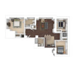 The Beacon Jersey Hague (C1) Furnished Floorplans - Showing three bedrooms and two baths, Jersey City, NJ
