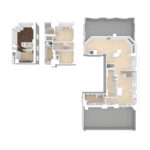 The Beacon Jersey Hague (C3) Unfurnished Floorplans - Showing three bedrooms and three baths, Jersey City, NJ