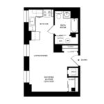 The Beacon Jersey Hague (S2) Floorplans - Showing one bedroom and one bath, Jersey City, NJ