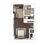 The Beacon Jersey Hague (S2) Furnished Floorplans - Showing one bedroom and one bath, Jersey City, NJ