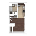 The Beacon Jersey Hague (S3) Unfurnished Floorplans - Showing one bedroom and one bath, Jersey City, NJ