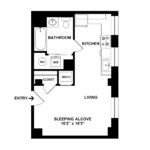 The Beacon Jersey Hague (S4) Floorplans - Showing one bedroom and one bath, Jersey City, NJ