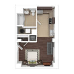 The Beacon Jersey Hague (S4) Furnished Floorplans - Showing one bedroom and one bath, Jersey City, NJ