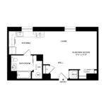 The Beacon Jersey Hague (S6) Floorplans - Showing one bedroom and one bath, Jersey City, NJ