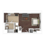 The Beacon Jersey Hague (S6) Furnished Floorplans - Showing one bedroom and one bath, Jersey City, NJ