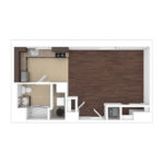 The Beacon Jersey Hague (S6) Unfurnished Floorplans - Showing one bedroom and one bath, Jersey City, NJ