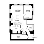 The Beacon Jersey Orpheum (A1) Floorplans - Showing one bedroom and one bath, Jersey City, NJ