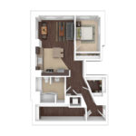 The Beacon Jersey Orpheum (A1) Furnished Floorplans - Showing one bedroom and one bath, Jersey City, NJ