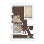 The Beacon Jersey Orpheum (A1) Unfurnished Floorplans - Showing one bedroom and one bath, Jersey City, NJ