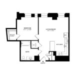 The Beacon Jersey Orpheum (A10) Floorplans - Showing one bedroom and one bath, Jersey City, NJ