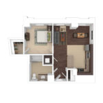 The Beacon Jersey Orpheum (A10) Furnished Floorplans - Showing one bedroom and one bath, Jersey City, NJ