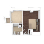 The Beacon Jersey Orpheum (A10) Unfurnished Floorplans - Showing one bedroom and one bath, Jersey City, NJ