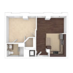 The Beacon Jersey Orpheum (A11) Unfurnished Floorplans - Showing one bedroom and one bath, Jersey City, NJ