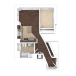 The Beacon Jersey Orpheum (A2) Unfurnished Floorplans - Showing one bedroom and one bath, Jersey City, NJ