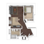 The Beacon Jersey Orpheum (A2b) Furnished Floorplans - Showing one bedroom and one bath, Jersey City, NJ