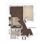 The Beacon Jersey Orpheum (A2b) Unfurnished Floorplans - Showing one bedroom and one bath, Jersey City, NJ