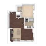 The Beacon Jersey Orpheum (A3) Unfurnished Floorplans - Showing one bedroom and one bath, Jersey City, NJ
