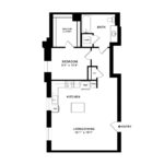 The Beacon Jersey Orpheum (A5) Floorplans - Showing one bedroom and one bath, Jersey City, NJ