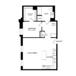 The Beacon Jersey Orpheum (A7) Floorplans - Showing one bedroom and one bath, Jersey City, NJ