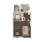 The Beacon Jersey Orpheum (A7) Furnished Floorplans - Showing one bedroom and one bath, Jersey City, NJ