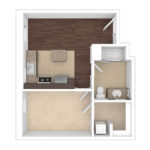 The Beacon Jersey Orpheum (A8) Unfurnished Floorplans - Showing one bedroom and one bath, Jersey City, NJ