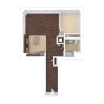 The Beacon Jersey Orpheum (A9) Unfurnished Floorplans - Showing one bedroom and one bath, Jersey City, NJ