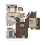 The Beacon Jersey Orpheum (B3) Furnished Floorplans - Showing two bedrooms and two bath, Jersey City, NJ
