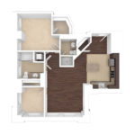 The Beacon Jersey Orpheum (B3) Unfurnished Floorplans - Showing two bedrooms and two bath, Jersey City, NJ