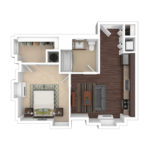 The Beacon Jersey Paramount (A1) Furnished Floorplans - Showing one bedroom and one bath, Jersey City, NJ