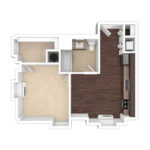 The Beacon Jersey Paramount (A1) Unfurnished Floorplans - Showing one bedroom and one bath, Jersey City, NJ