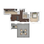 The Beacon Jersey Paramount (A11) Furnished floorplans - Showing one bedroom and one bath, Jersey City, NJ