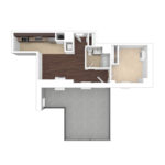 The Beacon Jersey Paramount (A11) Unfurnished floorplans - Showing one bedroom and one bath, Jersey City, NJ