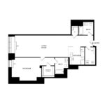 The Beacon Jersey Paramount (A14) Floorplans - Showing one bedroom and one bath, Jersey City, NJ