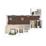 The Beacon Jersey Paramount (A14) Furnished Floorplans - Showing one bedroom and one bath, Jersey City, NJ