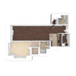 The Beacon Jersey Paramount (A14) Unfurnished Floorplans - Showing one bedroom and one bath, Jersey City, NJ