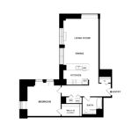 The Beacon Jersey Paramount (A15) Floorplans - Showing one bedroom and one bath, Jersey City, NJ