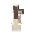 The Beacon Jersey Paramount (A16) Unfurnished floorplans - Showing one bedroom and one bath, Jersey City, NJ