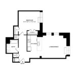 The Beacon Jersey Paramount (A17) Floorplans - Showing one bedroom and one bath, Jersey City, NJ