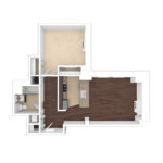 The Beacon Jersey Paramount (A17) Unfurnished floorplans - Showing one bedroom and one bath, Jersey City, NJ
