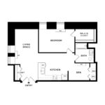 The Beacon Jersey Paramount (A18-d) Floorplans - Showing one bedroom and one bath, Jersey City, NJ