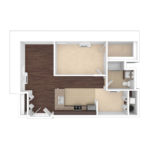 The Beacon Jersey Paramount (A18-d) Unfurnished floorplans - Showing one bedroom and one bath, Jersey City, NJ