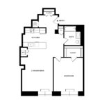 The Beacon Jersey Paramount (A19) Floorplans - Showing one bedroom and one bath, Jersey City, NJ
