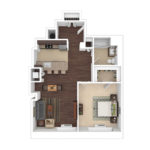The Beacon Jersey Paramount (A19) Furnished floorplans - Showing one bedroom and one bath, Jersey City, NJ