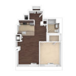 The Beacon Jersey Paramount (A19) Unfurnished floorplans - Showing one bedroom and one bath, Jersey City, NJ