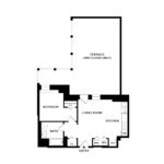 The Beacon Jersey Paramount (A2) Floorplans - Showing one bedroom and one bath, Jersey City, NJ
