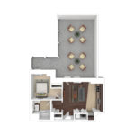 The Beacon Jersey Paramount (A2) Furnished floorplans - Showing one bedroom and one bath, Jersey City, NJ