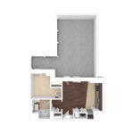 The Beacon Jersey Paramount (A2) Unfurnished floorplans - Showing one bedroom and one bath, Jersey City, NJ