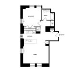 The Beacon Jersey Paramount (A20) Floorplans - Showing one bedroom and one bath, Jersey City, NJ
