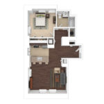 The Beacon Jersey Paramount (A20) Furnished floorplans - Showing one bedroom and one bath, Jersey City, NJ