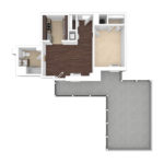 The Beacon Jersey Paramount (A3) Unfurnished floorplans - Showing one bedroom and one bath, Jersey City, NJ
